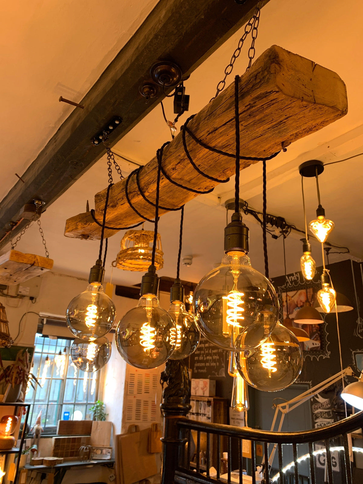 Rustic Ancient Oak Wrap Chandelier | Reclaimed Beam Kitchen &amp; Dining Lighting