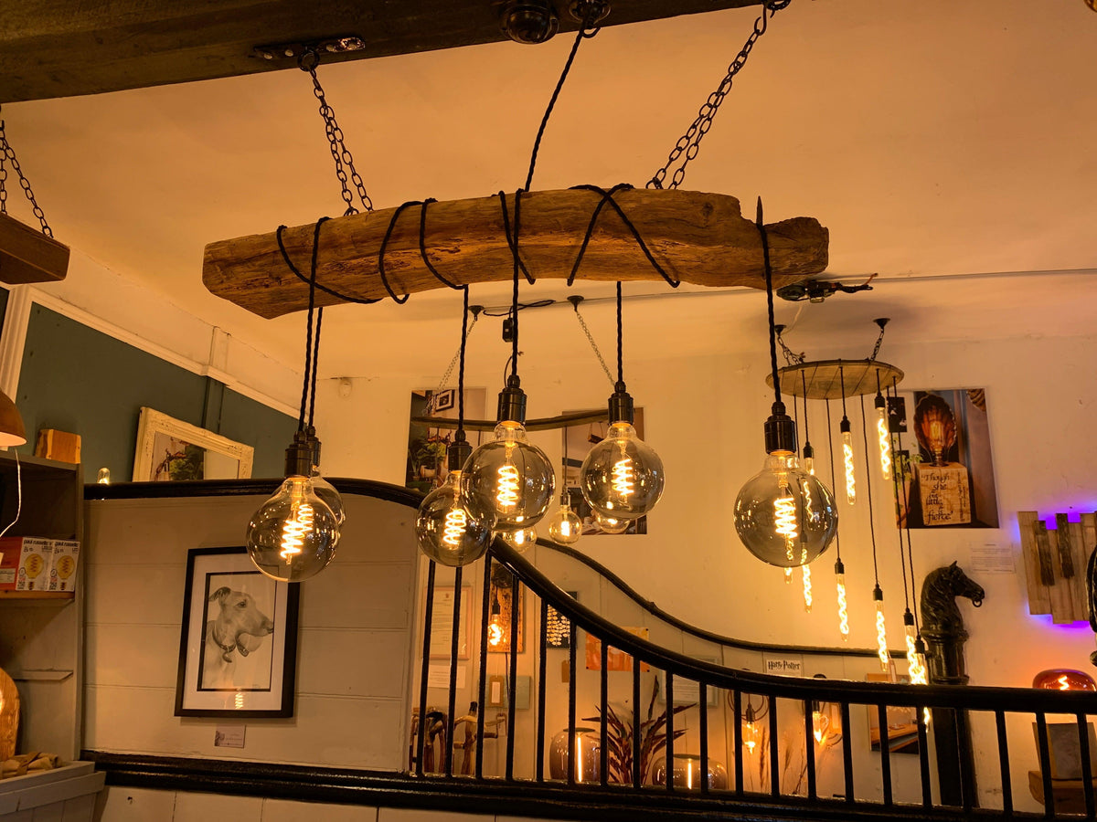 Rustic Ancient Oak Wrap Chandelier | Reclaimed Beam Kitchen &amp; Dining Lighting