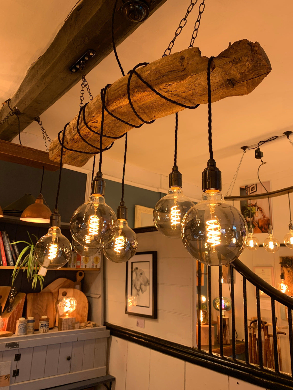 Rustic Ancient Oak Wrap Chandelier | Reclaimed Beam Kitchen &amp; Dining Lighting