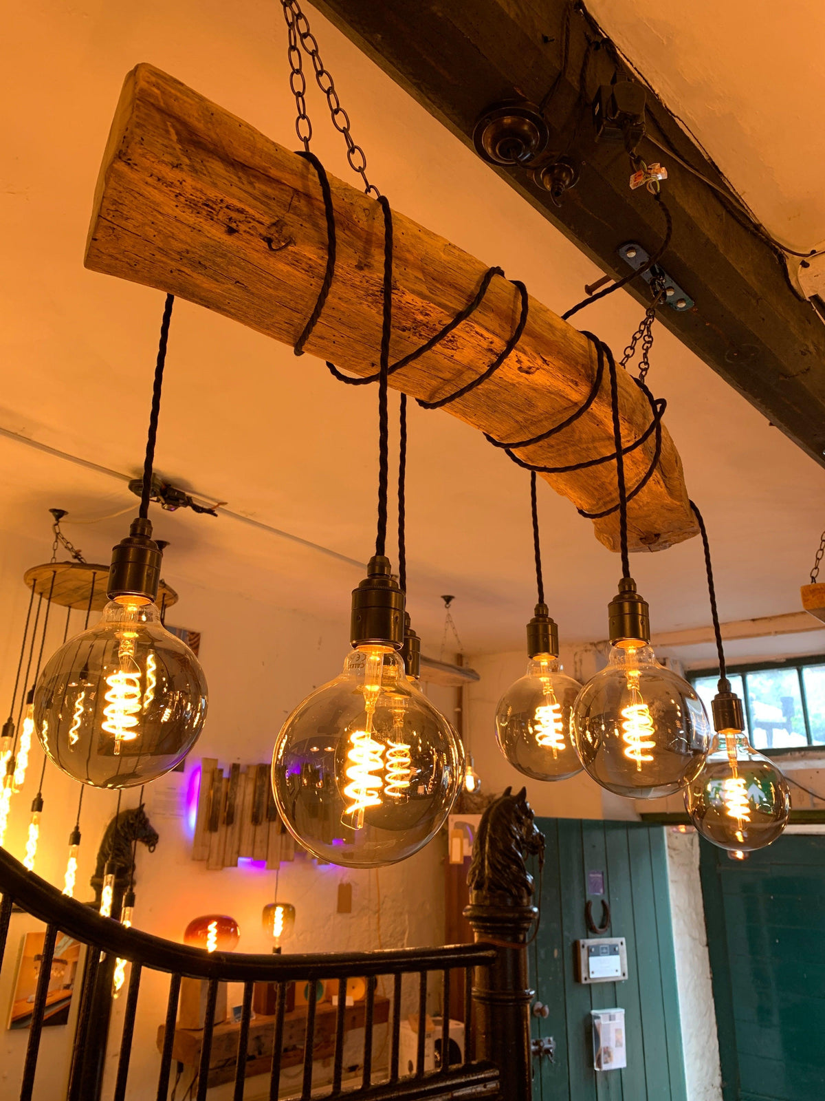 Rustic Ancient Oak Wrap Chandelier | Reclaimed Beam Kitchen &amp; Dining Lighting