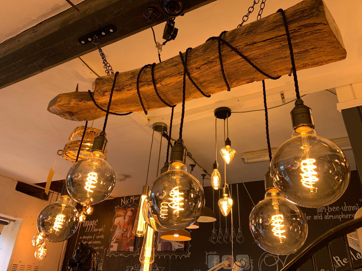 Rustic Ancient Oak Wrap Chandelier | Reclaimed Beam Kitchen &amp; Dining Lighting