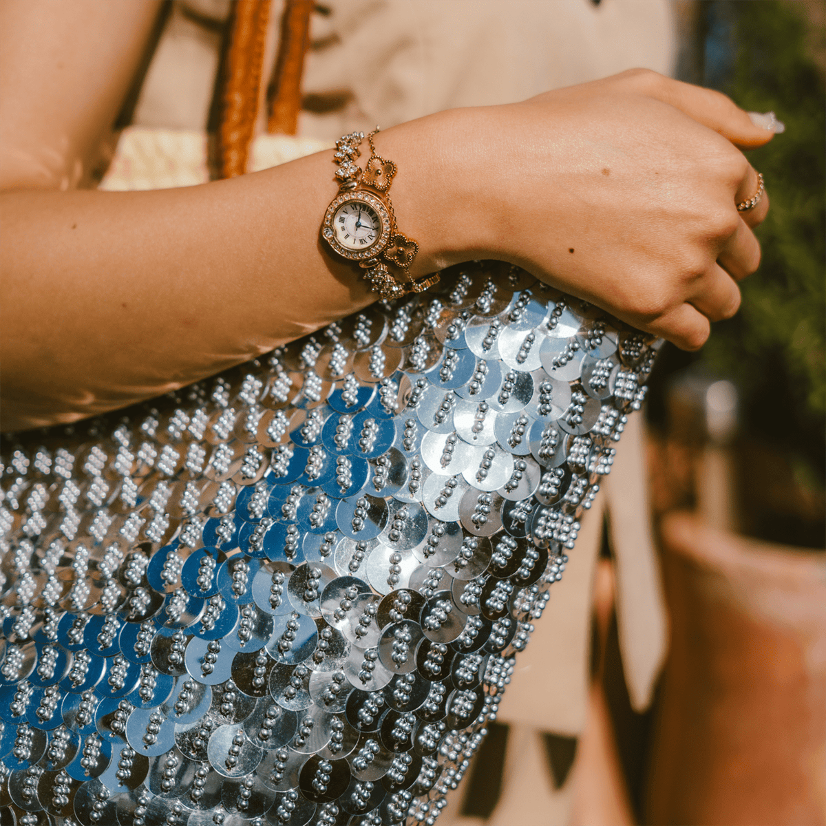 Shoulder Bag of Wicker Shine