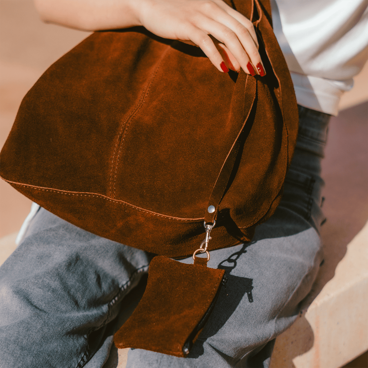 Shoulder bag suede Bohemian