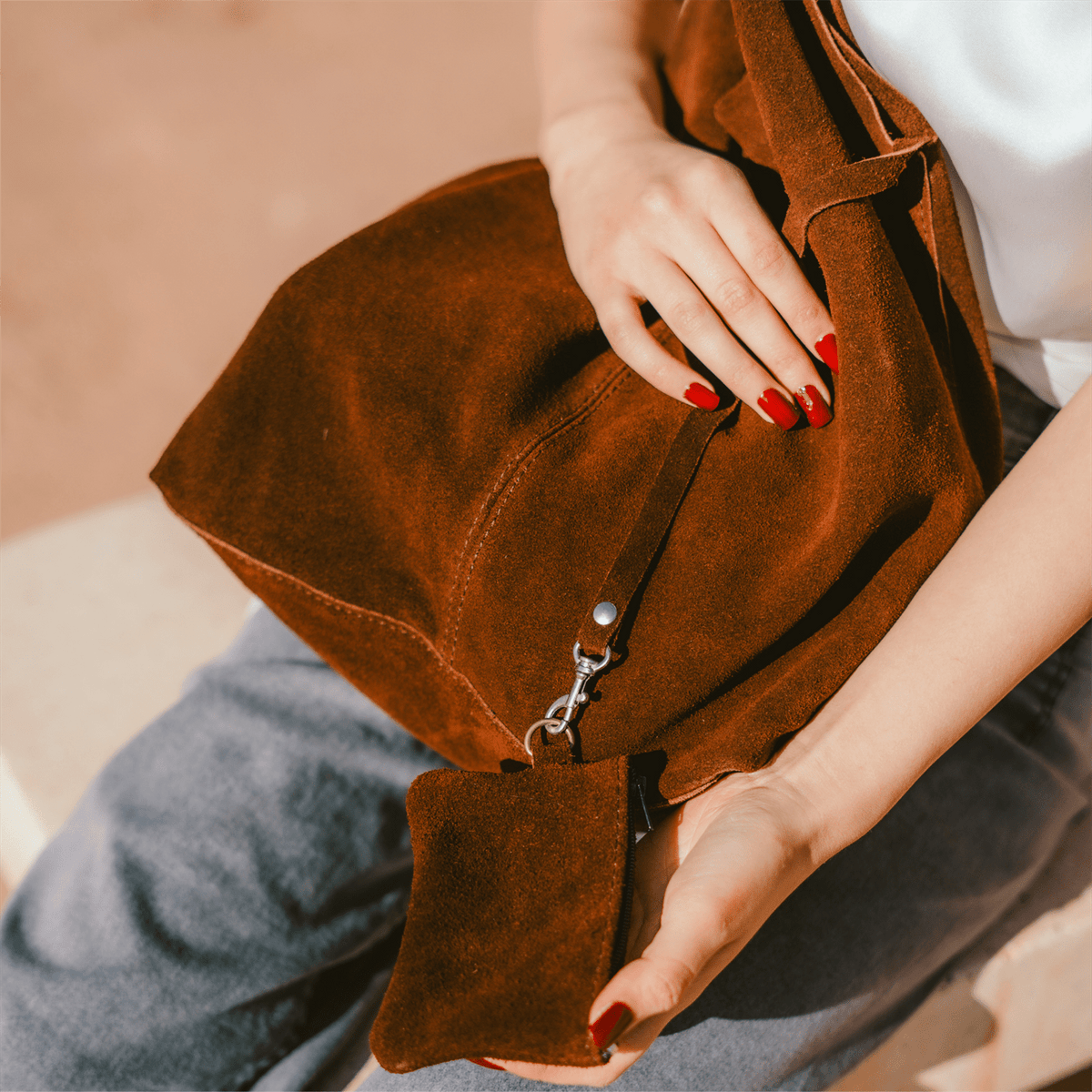 Shoulder bag suede Bohemian
