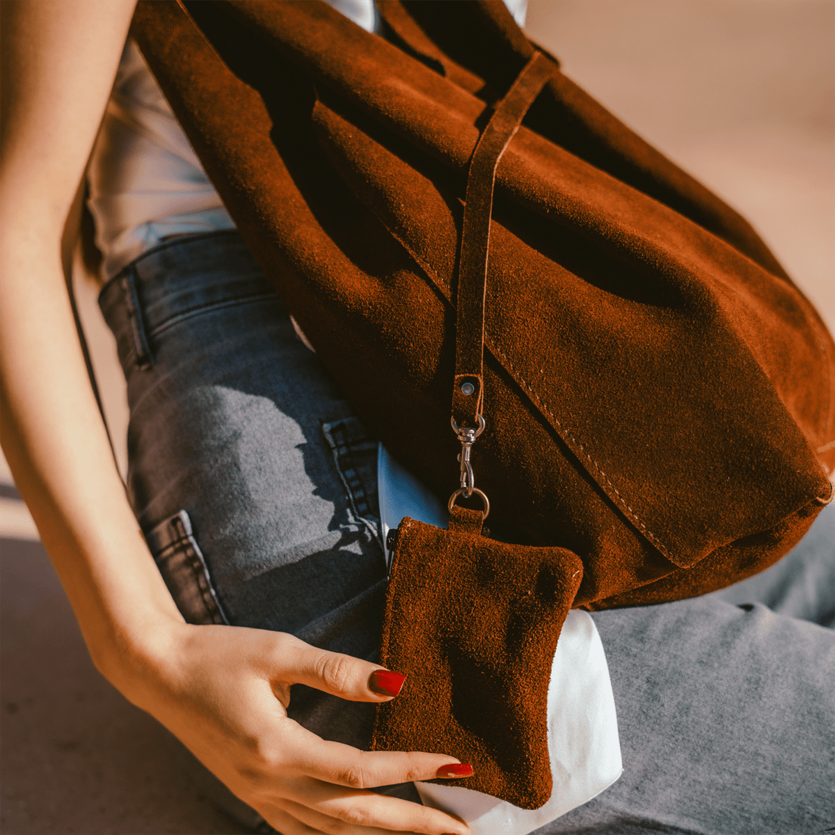 Shoulder bag suede Bohemian