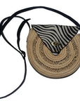Round Bag of raffia Zebra