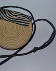 Round Bag of raffia Zebra