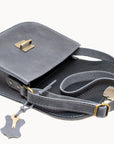 Natural Leather Saddle Bag Large – Grey