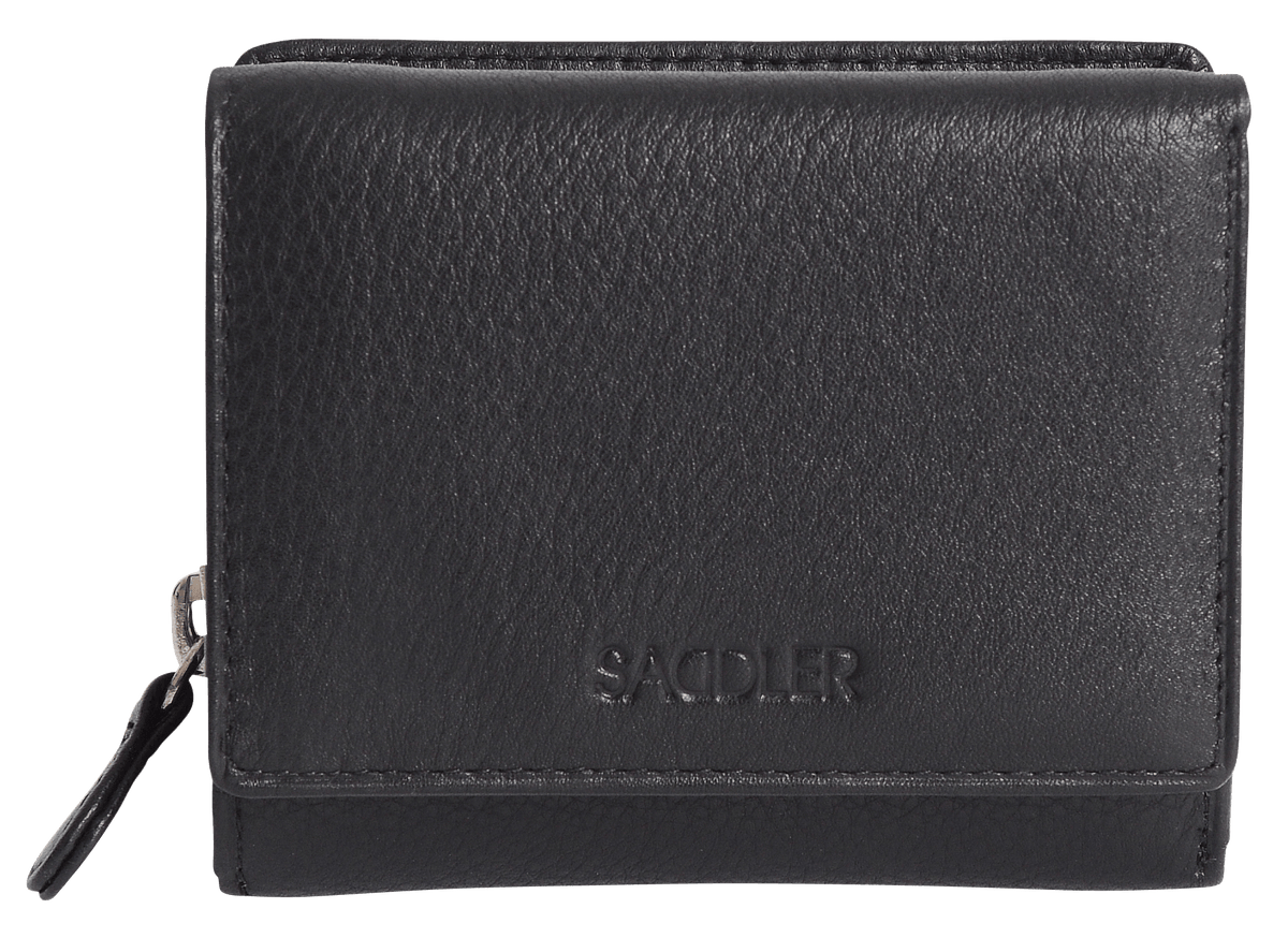 SADDLER CARLA Handmade Leather Compact Trifold Purse – RFID Protected | 5 Card Slots, ID Window &amp; Zipped Coin Pocket | Gift Boxed
