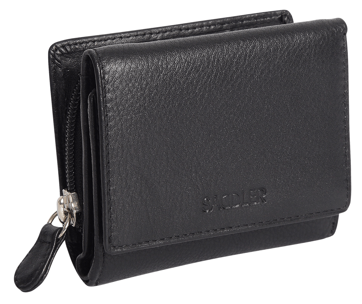 SADDLER CARLA Handmade Leather Compact Trifold Purse – RFID Protected | 5 Card Slots, ID Window &amp; Zipped Coin Pocket | Gift Boxed