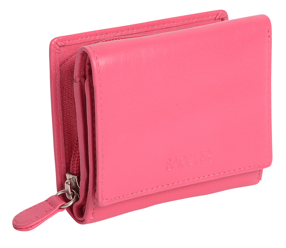 SADDLER CARLA Handmade Leather Compact Trifold Purse – RFID Protected | 5 Card Slots, ID Window &amp; Zipped Coin Pocket | Gift Boxed