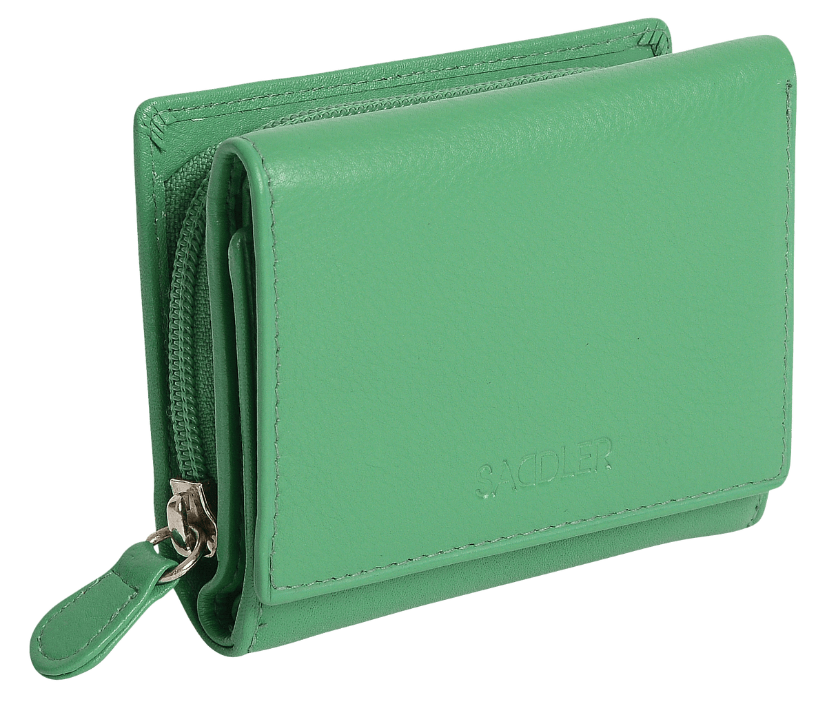 SADDLER CARLA Handmade Leather Compact Trifold Purse – RFID Protected | 5 Card Slots, ID Window &amp; Zipped Coin Pocket | Gift Boxed