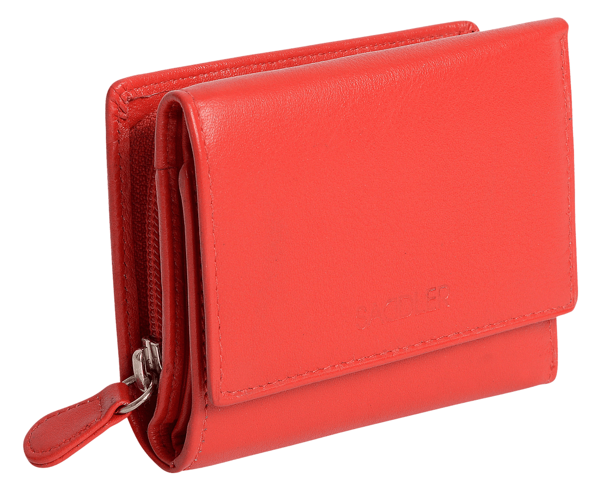 SADDLER CARLA Handmade Leather Compact Trifold Purse – RFID Protected | 5 Card Slots, ID Window &amp; Zipped Coin Pocket | Gift Boxed