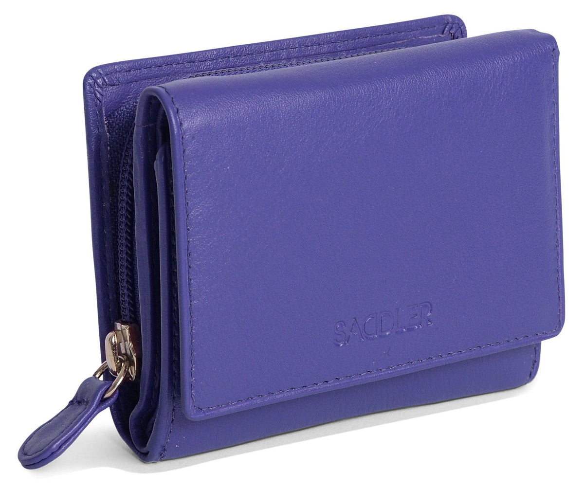 SADDLER CARLA Handmade Leather Compact Trifold Purse – RFID Protected | 5 Card Slots, ID Window &amp; Zipped Coin Pocket | Gift Boxed