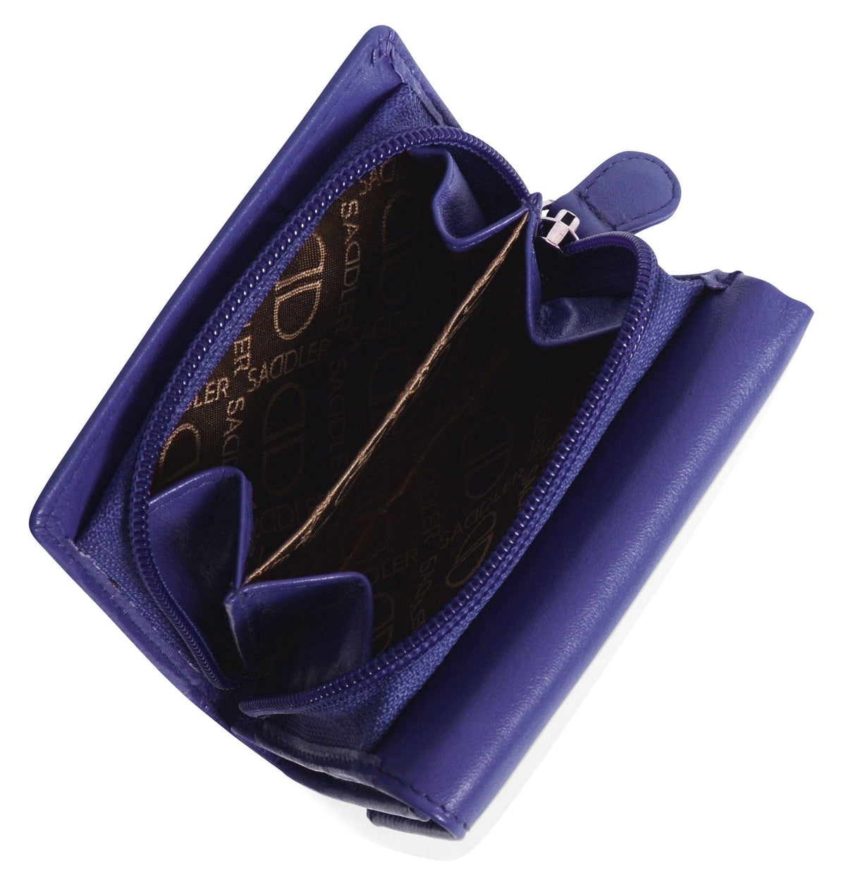 SADDLER CARLA Handmade Leather Compact Trifold Purse – RFID Protected | 5 Card Slots, ID Window &amp; Zipped Coin Pocket | Gift Boxed