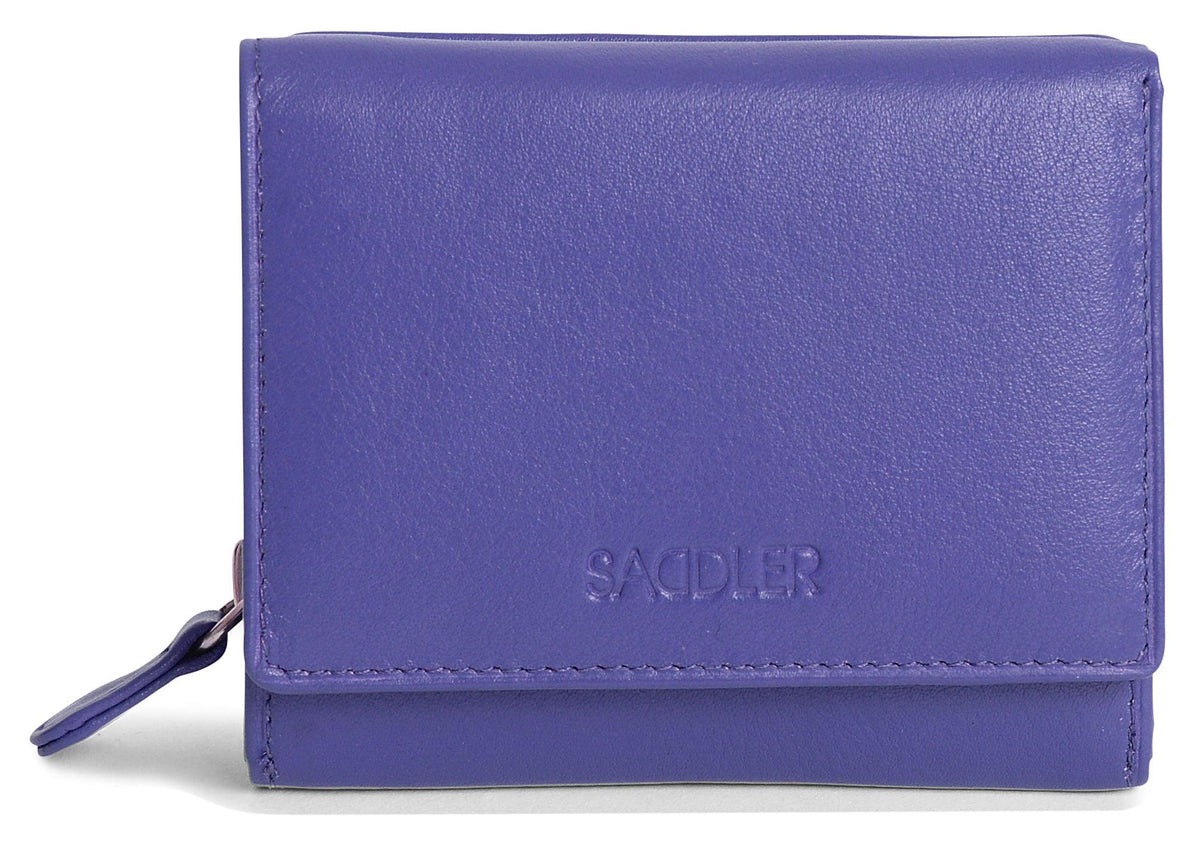 SADDLER CARLA Handmade Leather Compact Trifold Purse – RFID Protected | 5 Card Slots, ID Window &amp; Zipped Coin Pocket | Gift Boxed