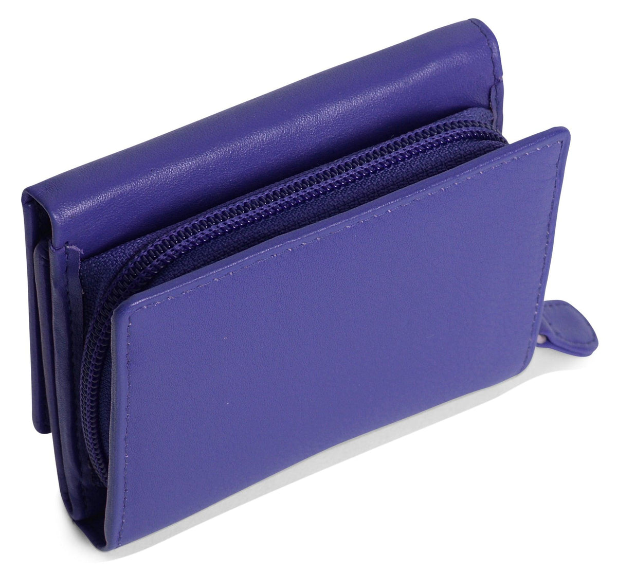 SADDLER CARLA Handmade Leather Compact Trifold Purse – RFID Protected | 5 Card Slots, ID Window &amp; Zipped Coin Pocket | Gift Boxed