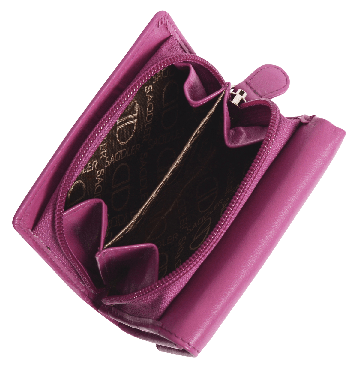 SADDLER CARLA Handmade Leather Compact Trifold Purse – RFID Protected | 5 Card Slots, ID Window &amp; Zipped Coin Pocket | Gift Boxed
