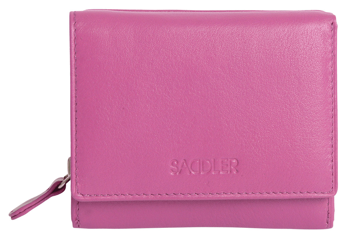 SADDLER CARLA Handmade Leather Compact Trifold Purse – RFID Protected | 5 Card Slots, ID Window &amp; Zipped Coin Pocket | Gift Boxed