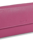 SADDLER CLAIRE Long Leather Trifold Purse - 18 Card Slots, Dual Zip Pockets, and Note Sections - RFID Protected