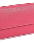 SADDLER CLAIRE Long Leather Trifold Purse - 18 Card Slots, Dual Zip Pockets, and Note Sections - RFID Protected