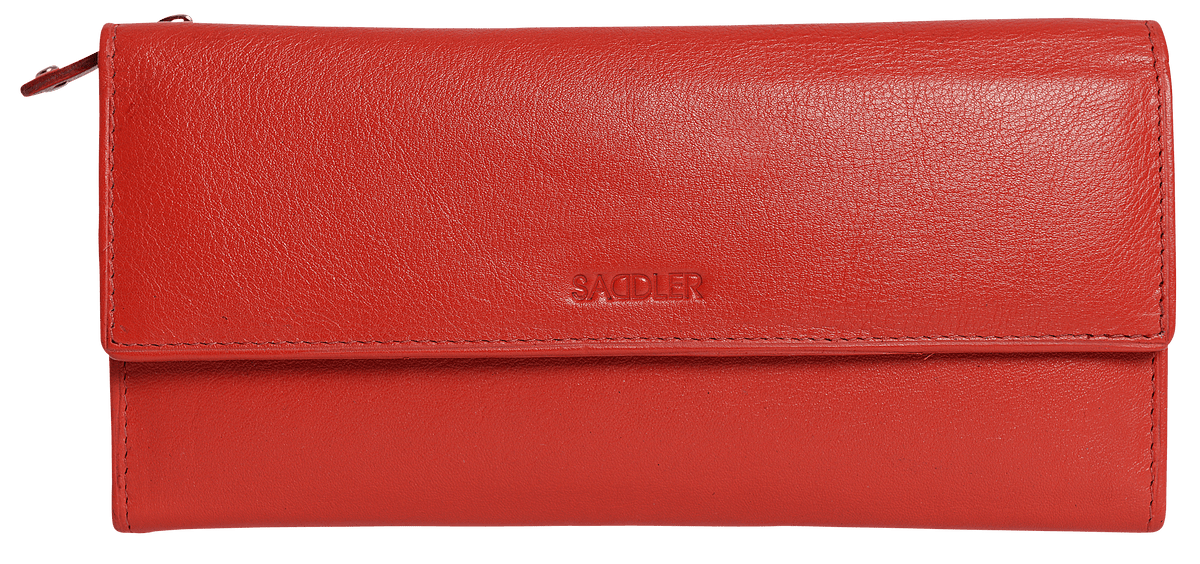 SADDLER CLAIRE Long Leather Trifold Purse - 18 Card Slots, Dual Zip Pockets, and Note Sections - RFID Protected