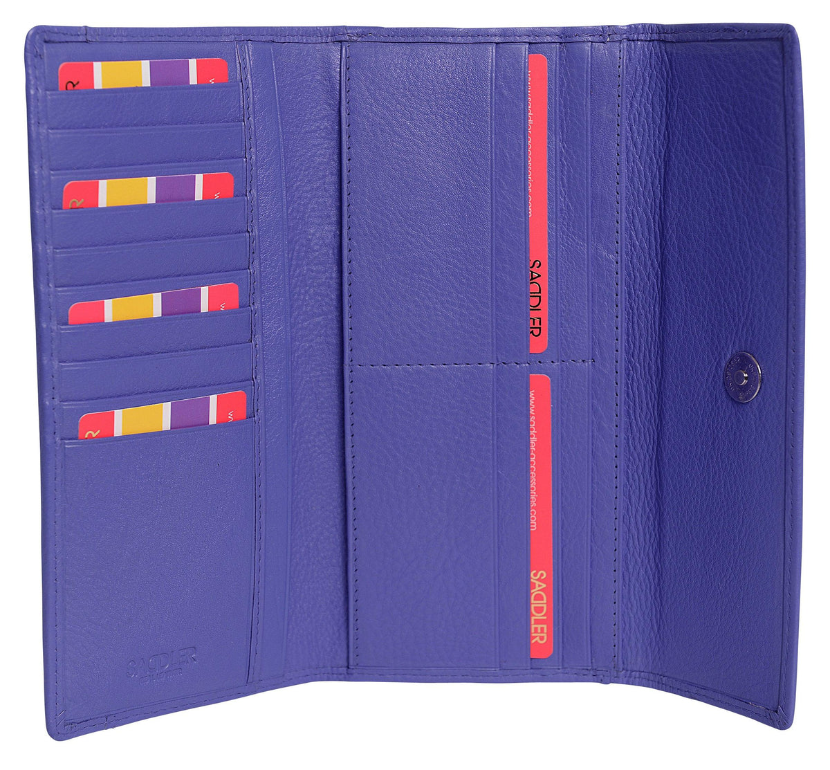 SADDLER CLAIRE Long Leather Trifold Purse - 18 Card Slots, Dual Zip Pockets, and Note Sections - RFID Protected
