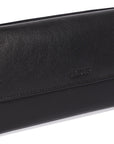 SADDLER CLAIRE Long Leather Trifold Purse - 18 Card Slots, Dual Zip Pockets, and Note Sections - RFID Protected