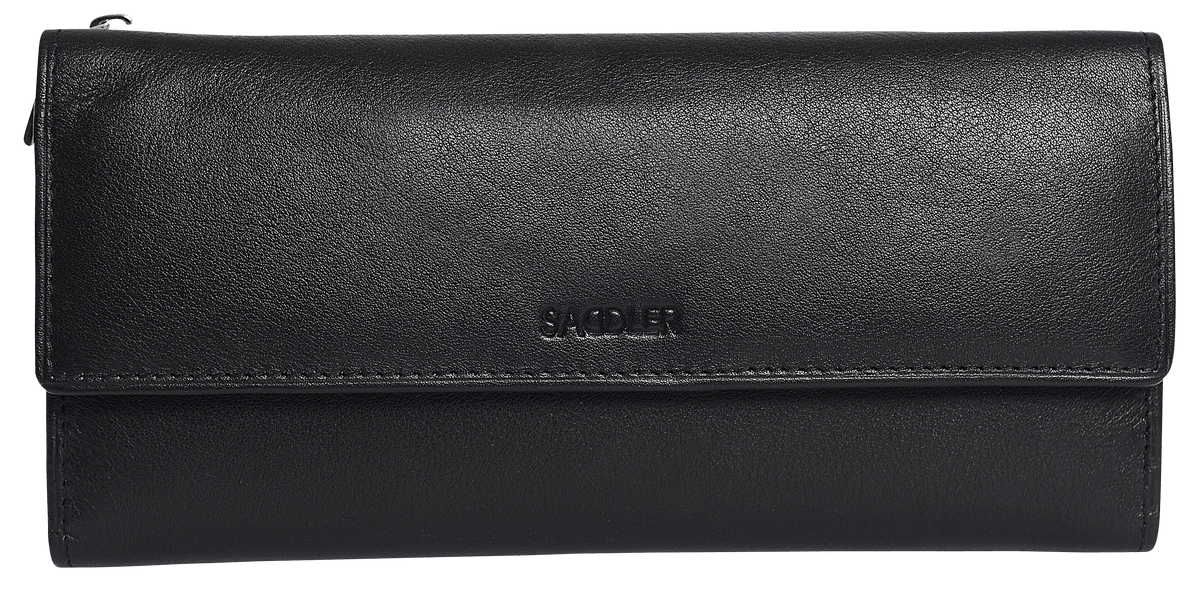 SADDLER CLAIRE Long Leather Trifold Purse - 18 Card Slots, Dual Zip Pockets, and Note Sections - RFID Protected