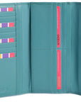 SADDLER CLAIRE Long Leather Trifold Purse - 18 Card Slots, Dual Zip Pockets, and Note Sections - RFID Protected