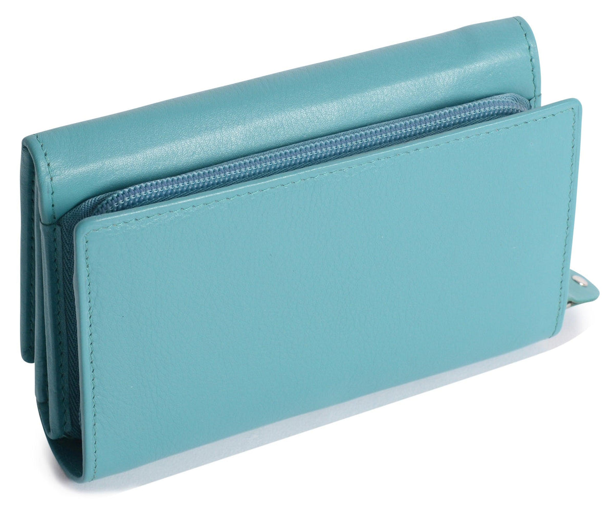 Compact Trifold Leather Purse "Eleanor" – Handmade by Saddler | RFID Protected &amp; Gift Boxed | 10 Card Slots &amp; Rear Zip Coin Pocket