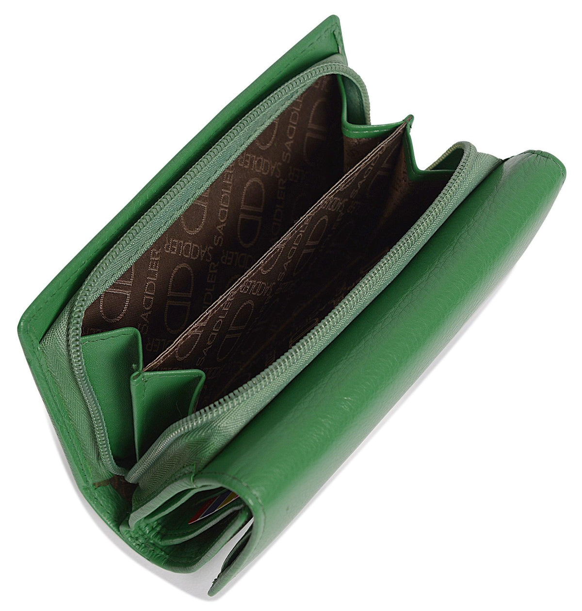 Compact Trifold Leather Purse "Eleanor" – Handmade by Saddler | RFID Protected &amp; Gift Boxed | 10 Card Slots &amp; Rear Zip Coin Pocket