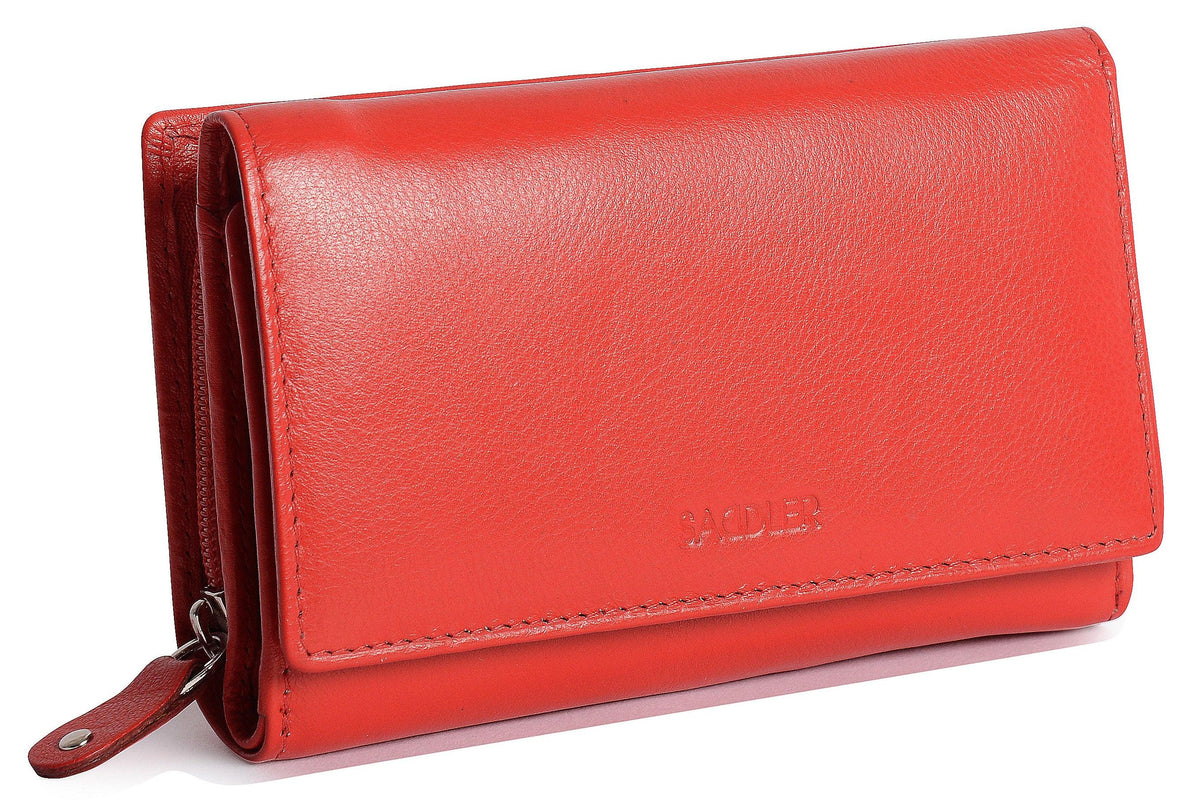 Compact Trifold Leather Purse "Eleanor" – Handmade by Saddler | RFID Protected &amp; Gift Boxed | 10 Card Slots &amp; Rear Zip Coin Pocket