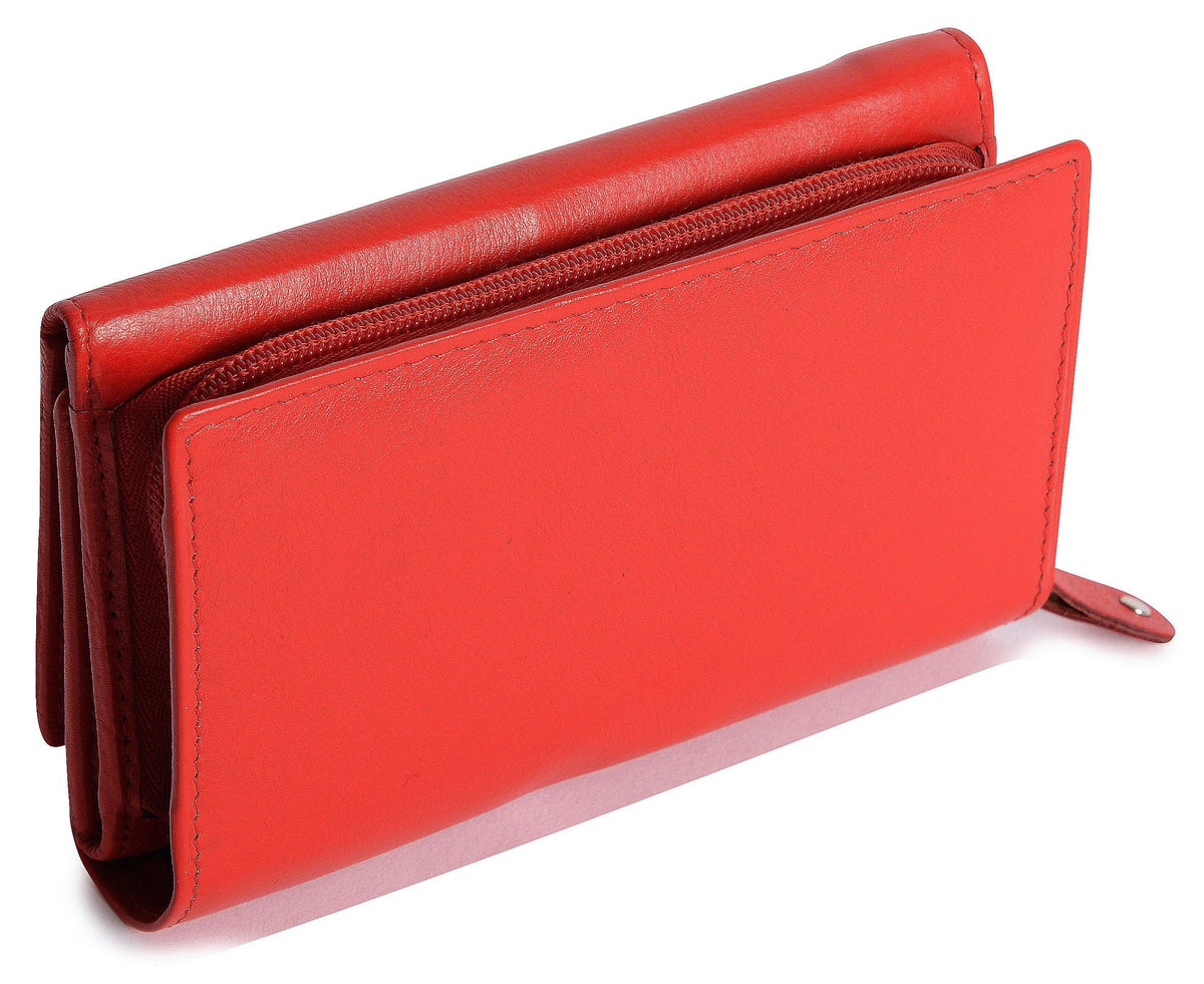 Compact Trifold Leather Purse "Eleanor" – Handmade by Saddler | RFID Protected &amp; Gift Boxed | 10 Card Slots &amp; Rear Zip Coin Pocket