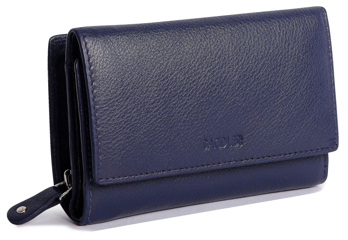 Compact Trifold Leather Purse "Eleanor" – Handmade by Saddler | RFID Protected &amp; Gift Boxed | 10 Card Slots &amp; Rear Zip Coin Pocket