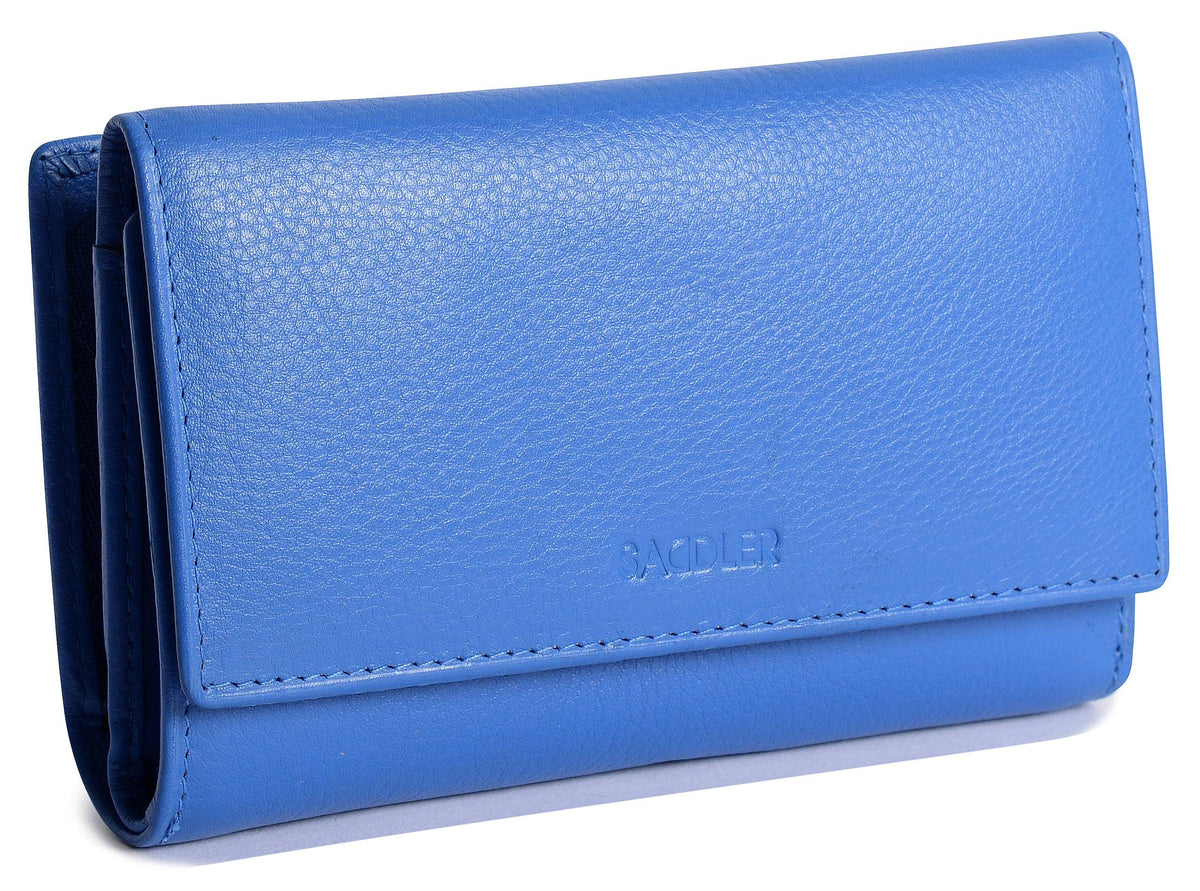 Compact Trifold Leather Purse "Eleanor" – Handmade by Saddler | RFID Protected &amp; Gift Boxed | 10 Card Slots &amp; Rear Zip Coin Pocket