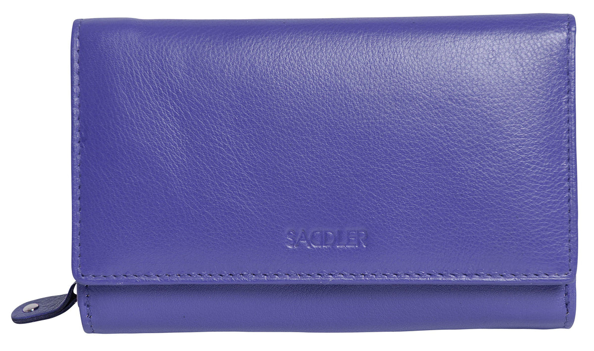 Compact Trifold Leather Purse "Eleanor" – Handmade by Saddler | RFID Protected &amp; Gift Boxed | 10 Card Slots &amp; Rear Zip Coin Pocket