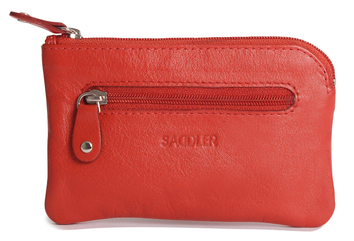 Compact Leather Coin &amp; Card Purse "Ellie" – Handmade by Saddler | RFID Protected &amp; Gift Boxed | With Front Zip Pocket &amp; Key Holder