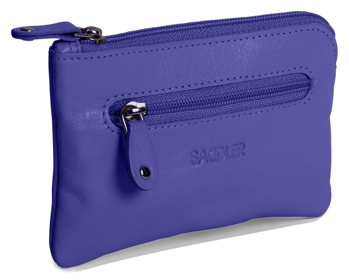 Compact Leather Coin &amp; Card Purse "Ellie" – Handmade by Saddler | RFID Protected &amp; Gift Boxed | With Front Zip Pocket &amp; Key Holder