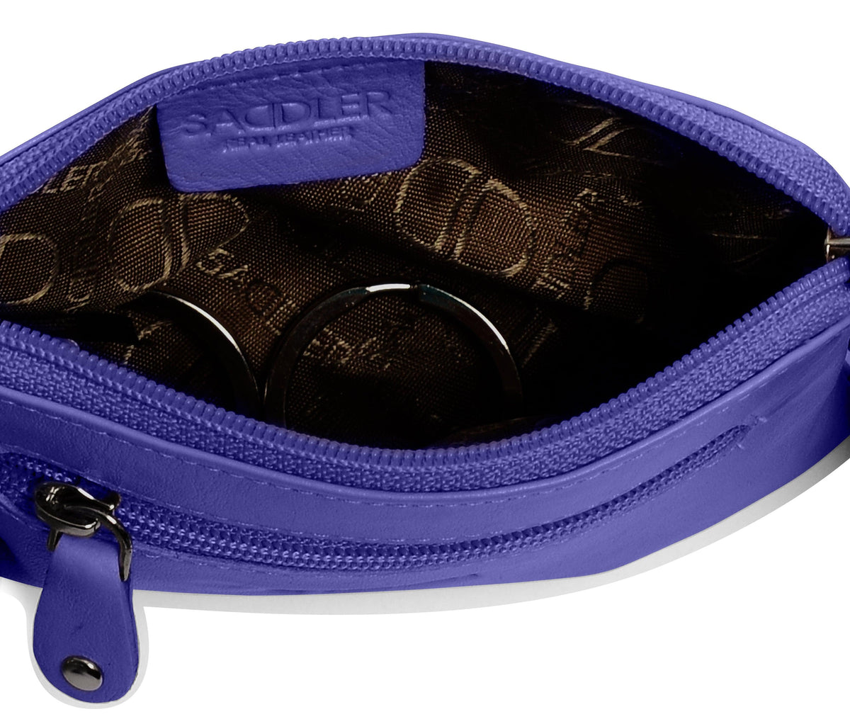 Compact Leather Coin &amp; Card Purse "Ellie" – Handmade by Saddler | RFID Protected &amp; Gift Boxed | With Front Zip Pocket &amp; Key Holder