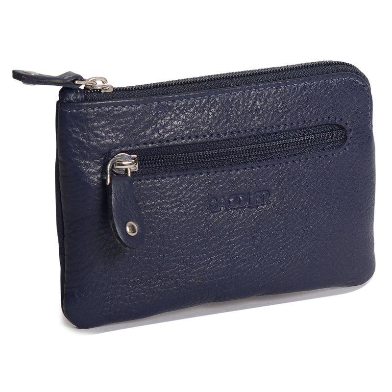 Compact Leather Coin &amp; Card Purse "Ellie" – Handmade by Saddler | RFID Protected &amp; Gift Boxed | With Front Zip Pocket &amp; Key Holder
