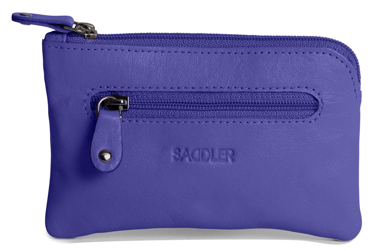 Compact Leather Coin &amp; Card Purse "Ellie" – Handmade by Saddler | RFID Protected &amp; Gift Boxed | With Front Zip Pocket &amp; Key Holder