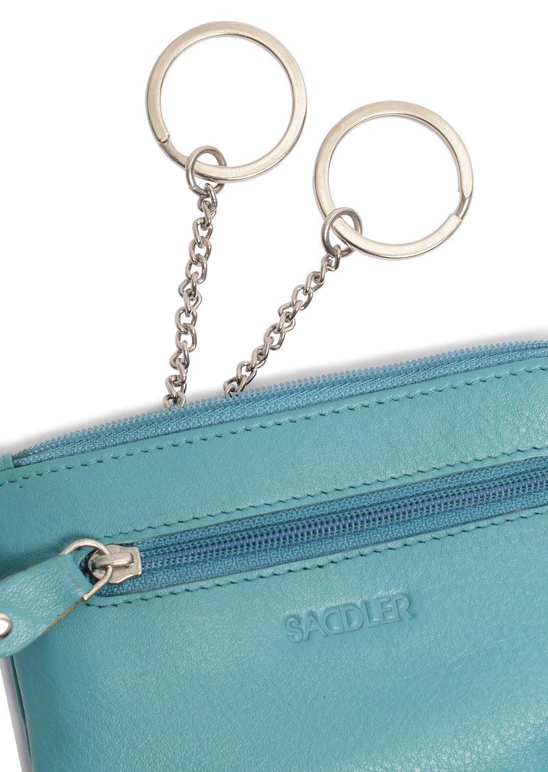 Compact Leather Coin &amp; Card Purse "Ellie" – Handmade by Saddler | RFID Protected &amp; Gift Boxed | With Front Zip Pocket &amp; Key Holder