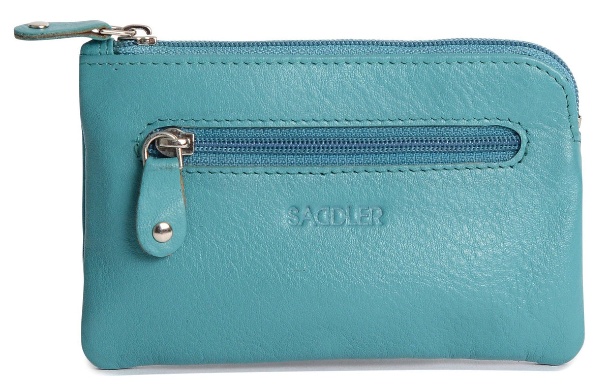 Compact Leather Coin &amp; Card Purse "Ellie" – Handmade by Saddler | RFID Protected &amp; Gift Boxed | With Front Zip Pocket &amp; Key Holder