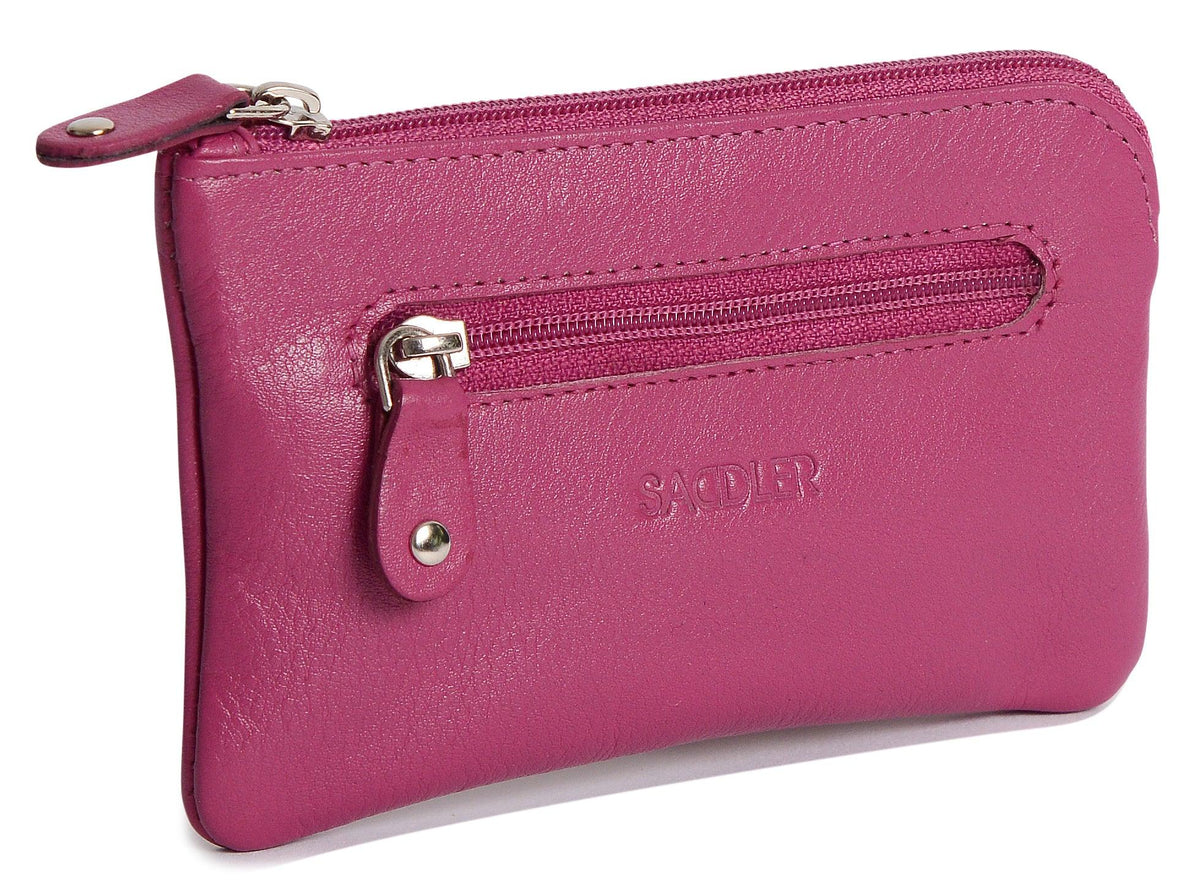 Compact Leather Coin &amp; Card Purse "Ellie" – Handmade by Saddler | RFID Protected &amp; Gift Boxed | With Front Zip Pocket &amp; Key Holder