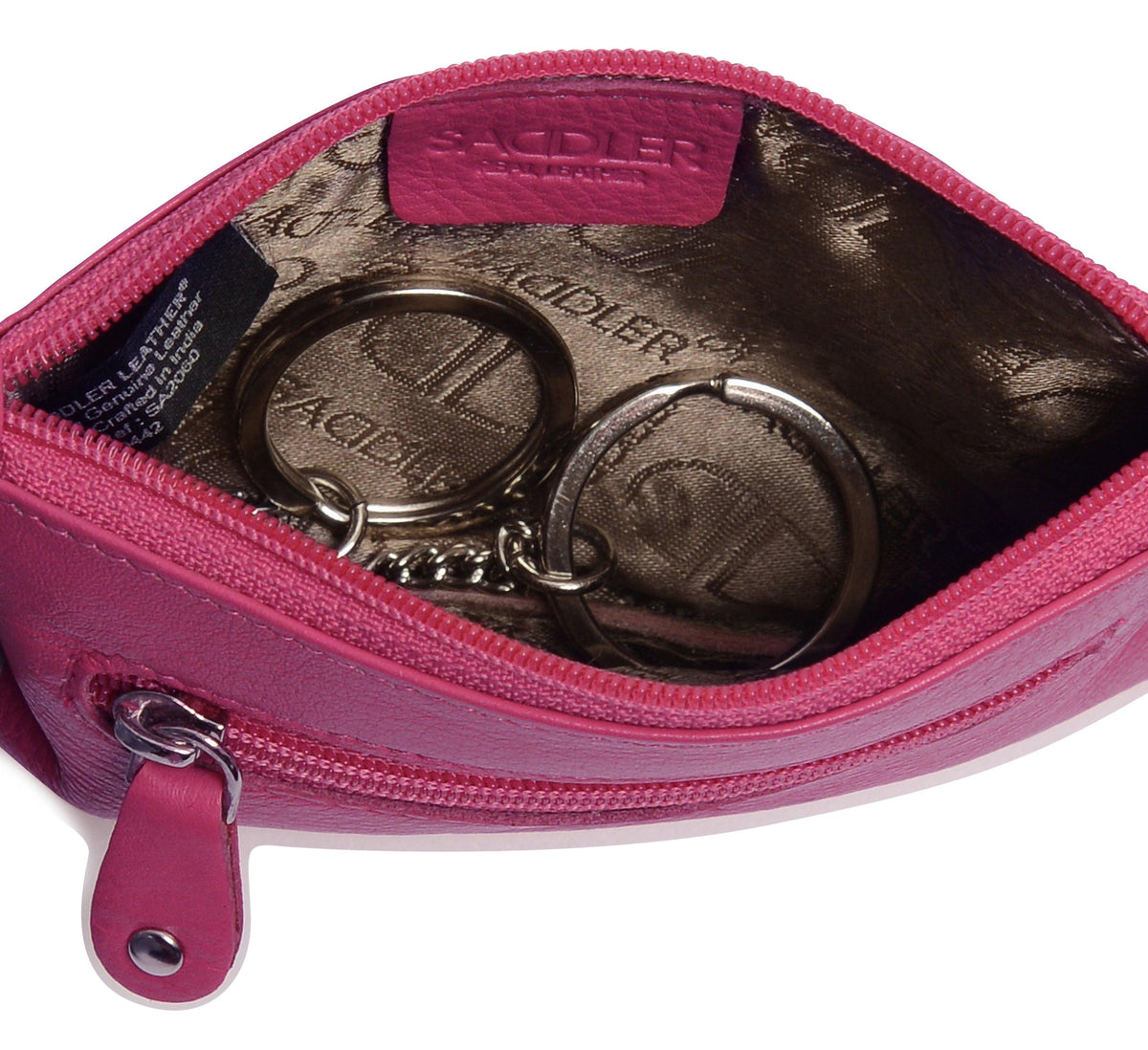 Compact Leather Coin &amp; Card Purse "Ellie" – Handmade by Saddler | RFID Protected &amp; Gift Boxed | With Front Zip Pocket &amp; Key Holder