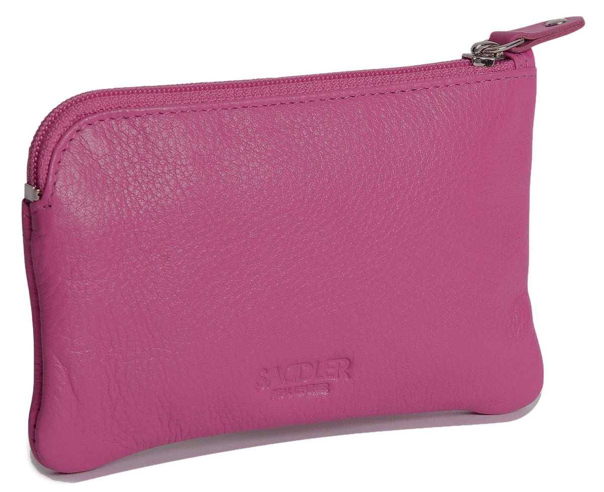 Compact Leather Coin &amp; Card Purse "Ellie" – Handmade by Saddler | RFID Protected &amp; Gift Boxed | With Front Zip Pocket &amp; Key Holder