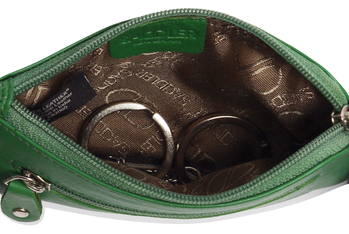 Compact Leather Coin &amp; Card Purse "Ellie" – Handmade by Saddler | RFID Protected &amp; Gift Boxed | With Front Zip Pocket &amp; Key Holder