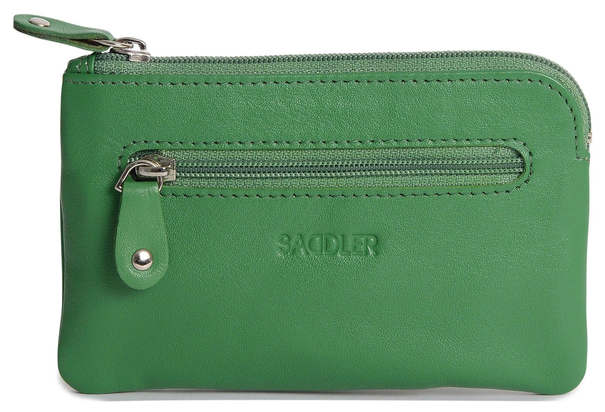 Compact Leather Coin &amp; Card Purse "Ellie" – Handmade by Saddler | RFID Protected &amp; Gift Boxed | With Front Zip Pocket &amp; Key Holder