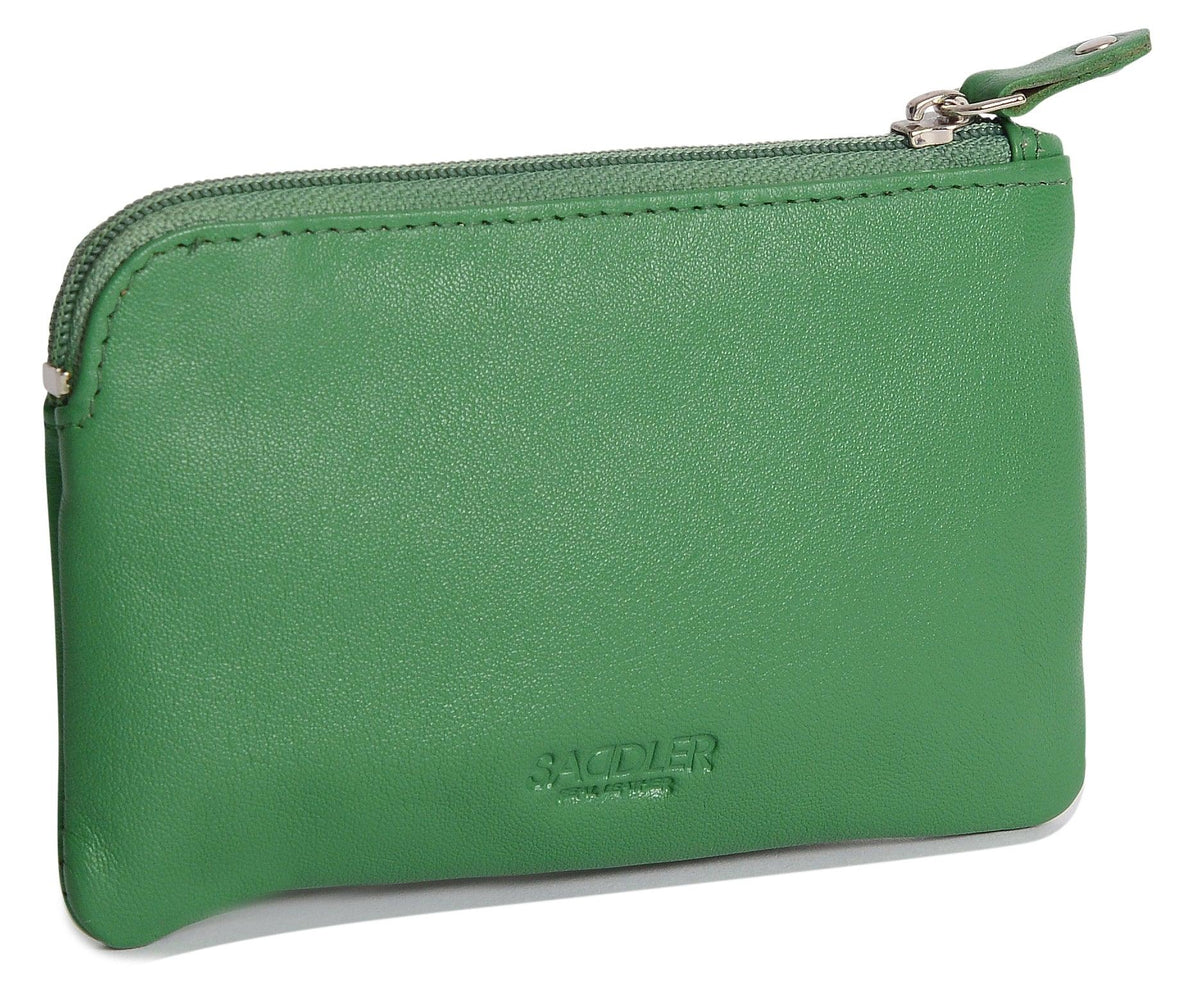 Compact Leather Coin &amp; Card Purse "Ellie" – Handmade by Saddler | RFID Protected &amp; Gift Boxed | With Front Zip Pocket &amp; Key Holder
